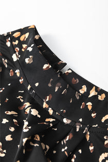 Printed Mock Neck Blouse with Balloon Sleeves