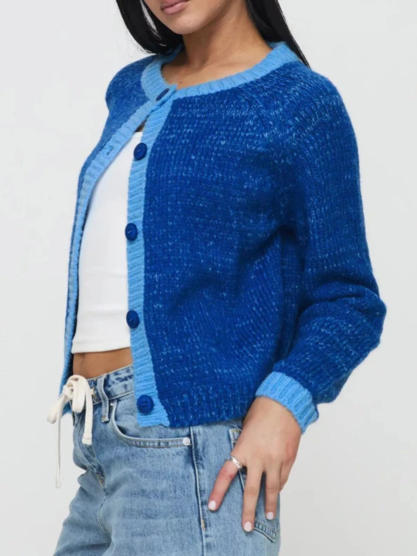 Contrast Trim Button-Up Cardigan Secondary image