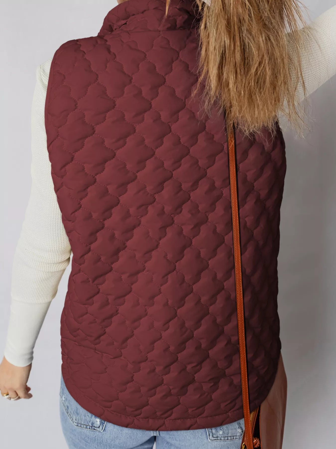 Quilted Snap Down Zip Up Vest Coat Secondary image