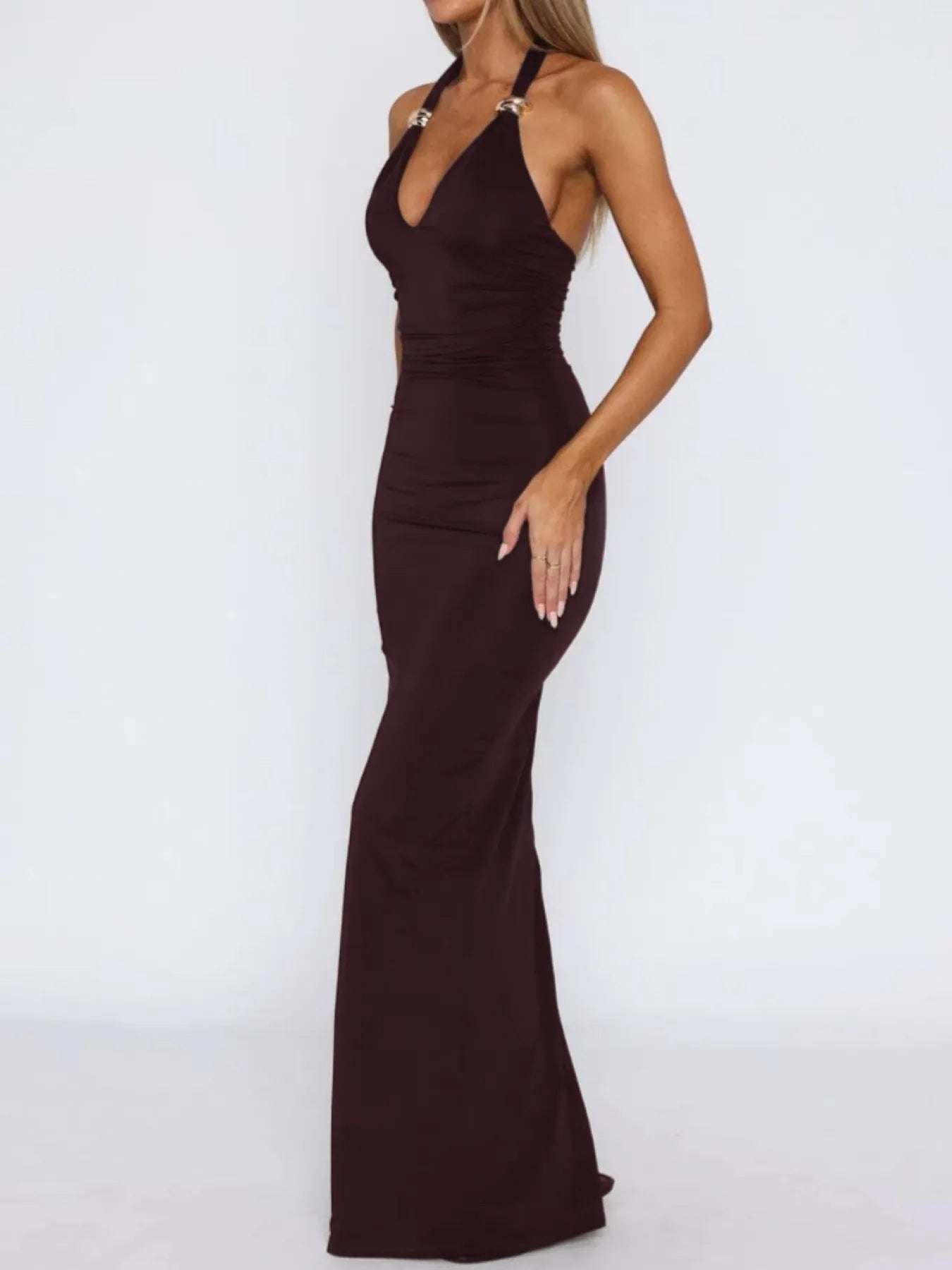 Slit Back Halter Neck Maxi Dress Secondary image