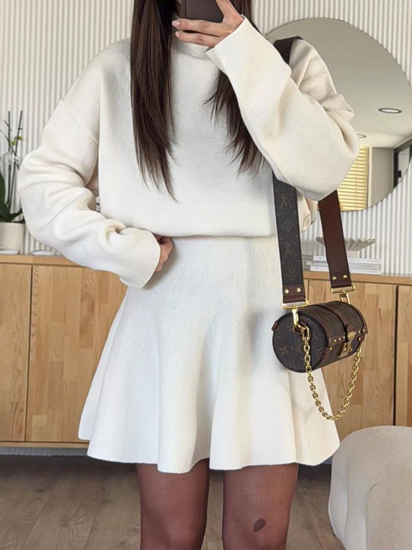 Round Neck Long Sleeve Mini Sweater Dress Secondary image