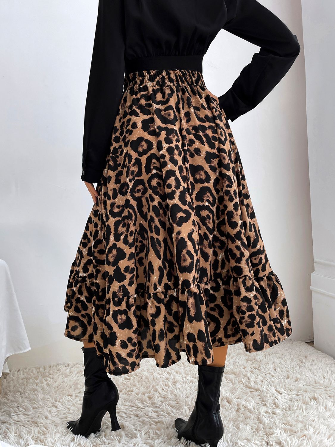 Printed Elastic Waist Midi Skirt Secondary image