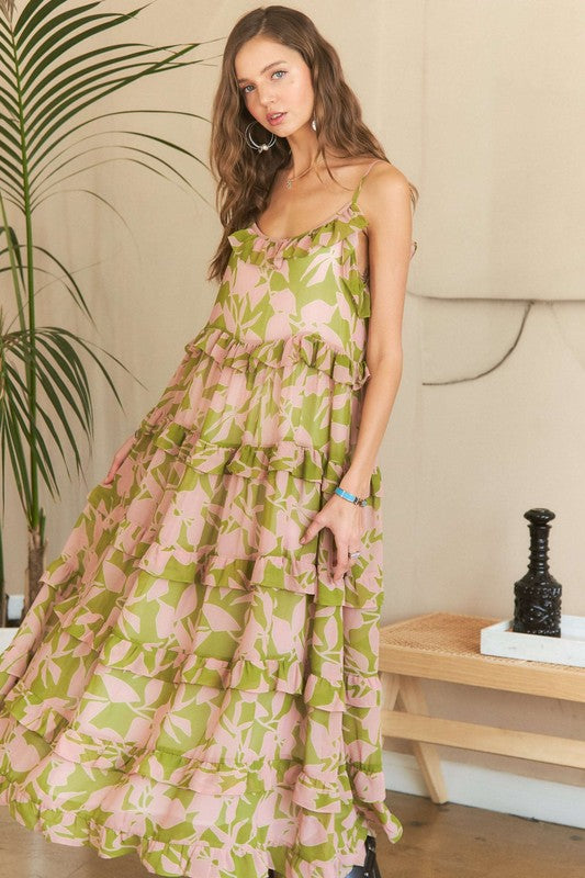 Ruffled Tiered Scoop Neck Cami Dress