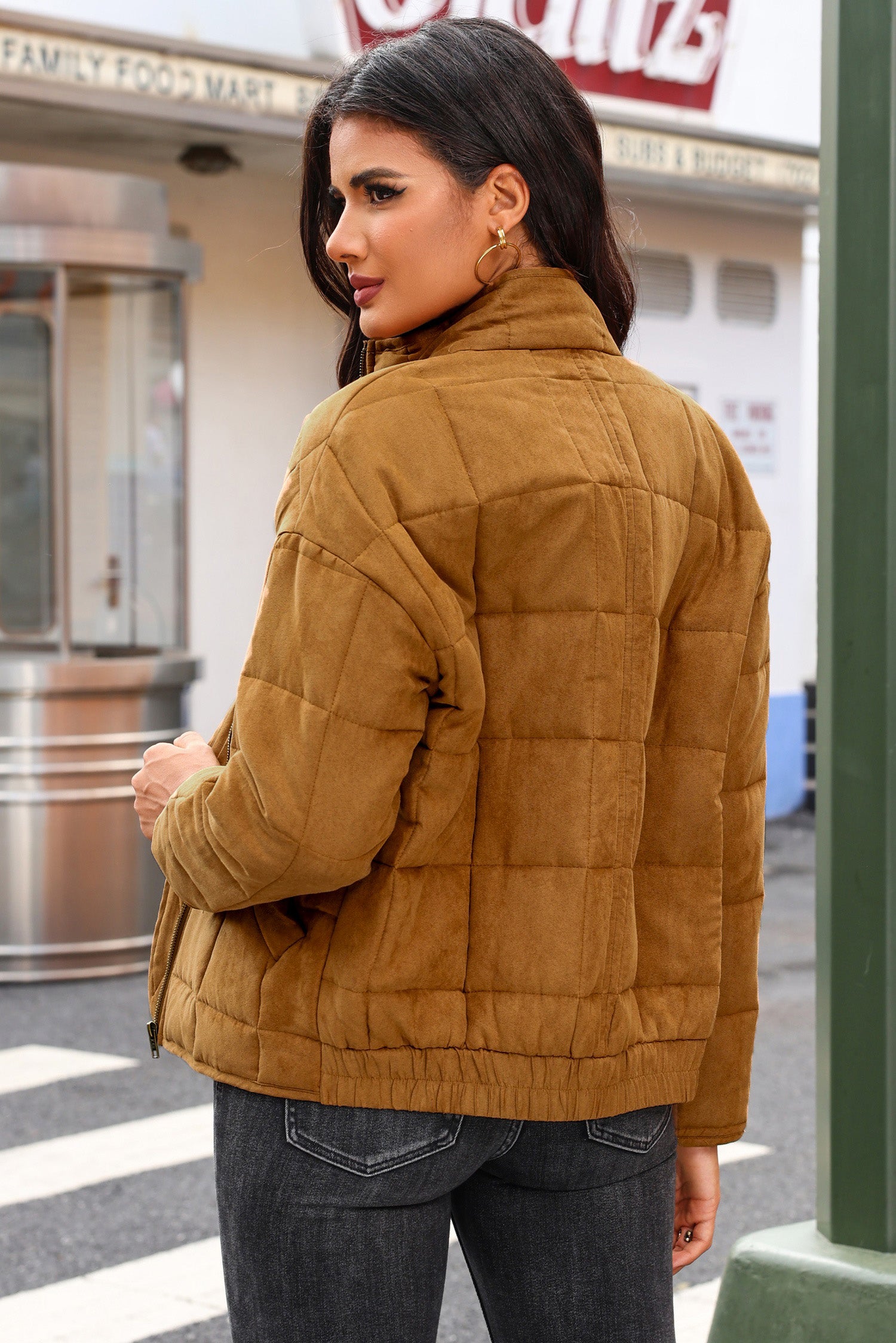 Zip Up Pocketed Long Sleeve Coat Secondary image