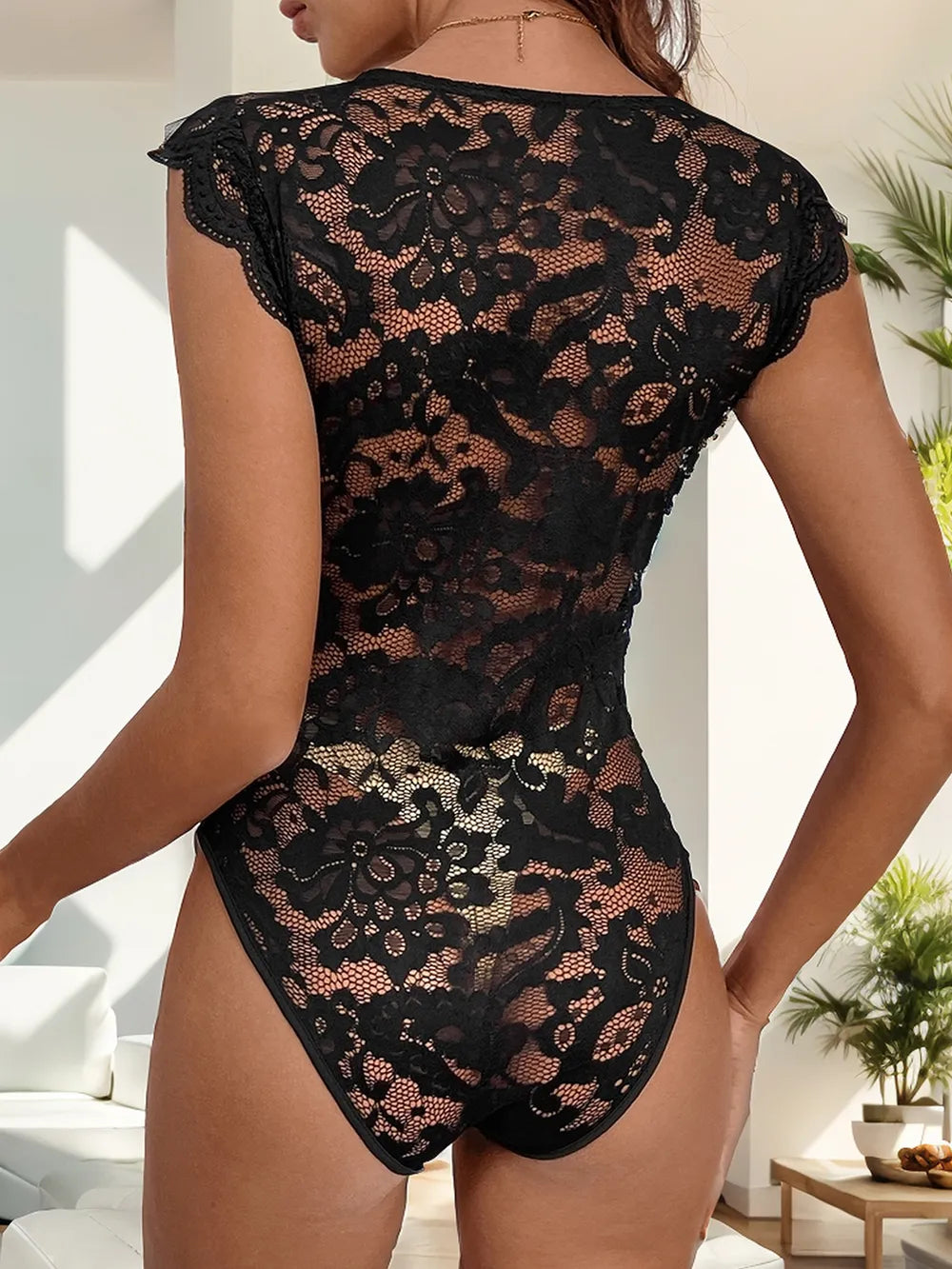 V-Neck Lace Bodysuit Secondary image