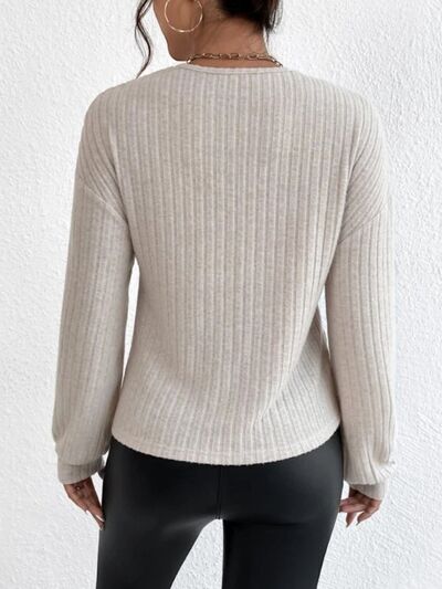 Surplice Dropped Shoulder Long Sleeve T-Shirt Secondary image