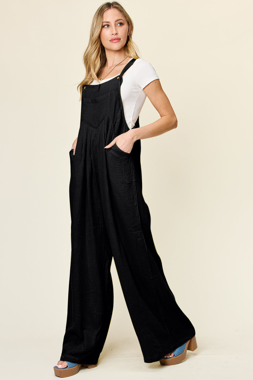 Texture Wide Strap Wide Leg Overall Secondary image