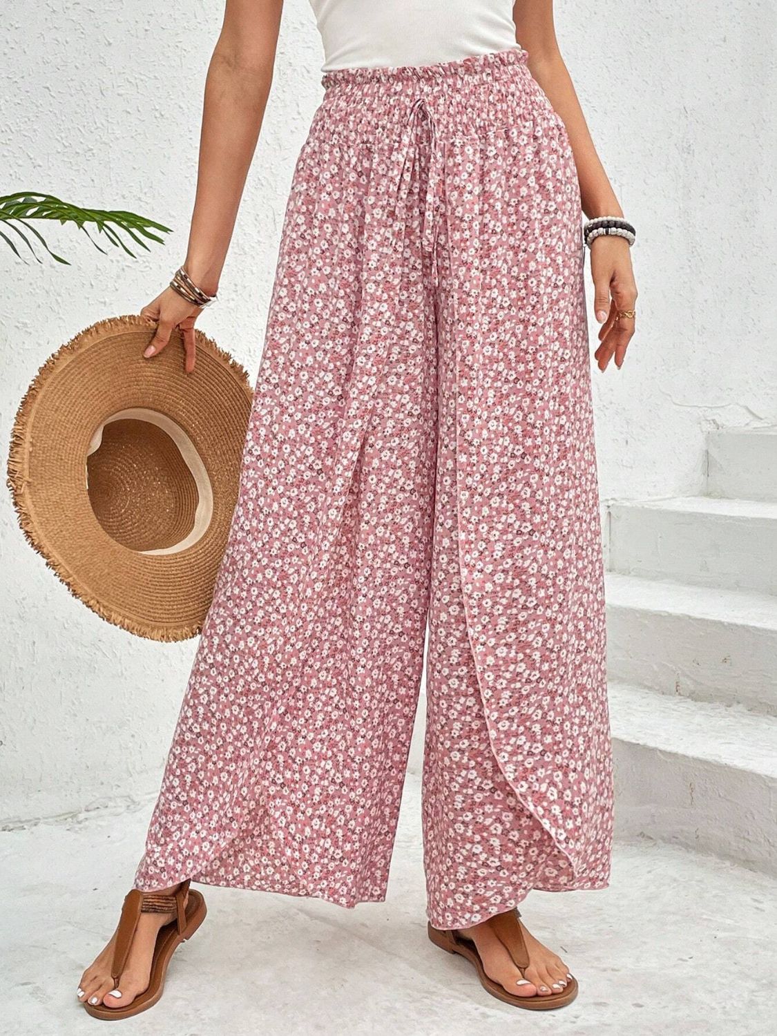 Tied Printed Wide Leg Pants Main image