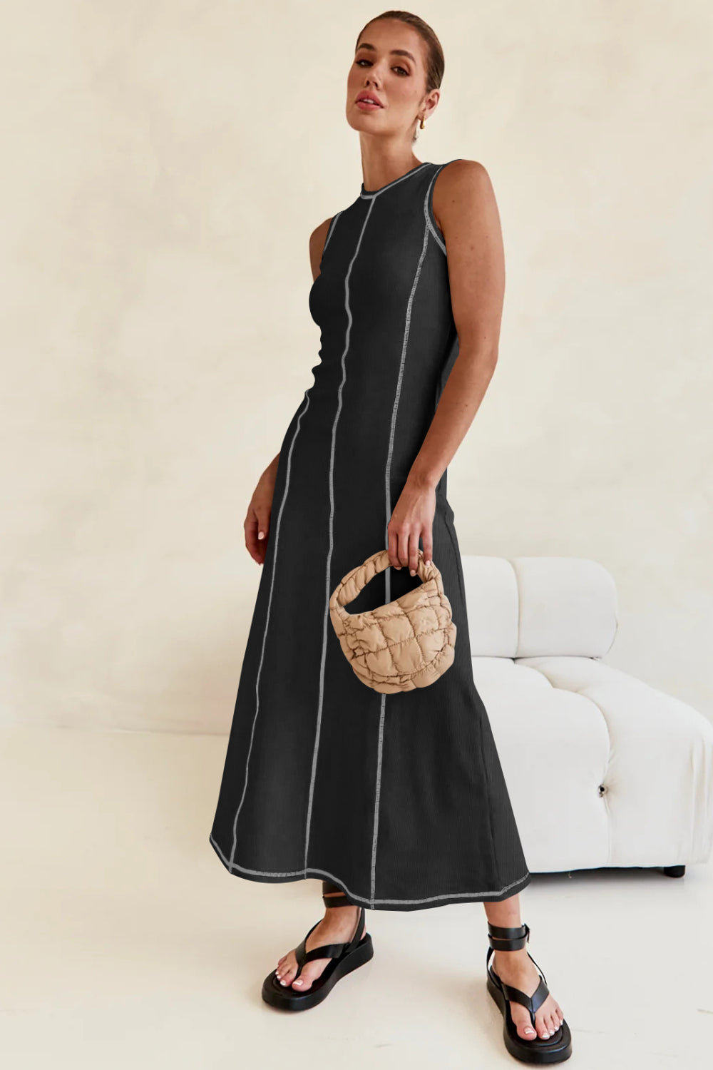 Contrast Stitching Maxi Tank Dress Secondary image