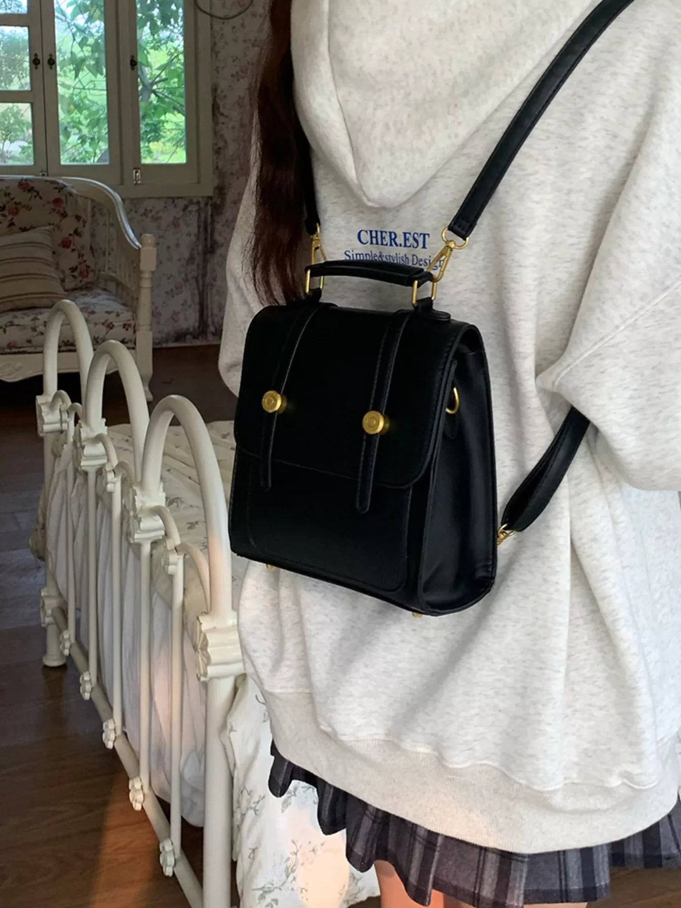 Top Handle Leather Backpack Bag Secondary image