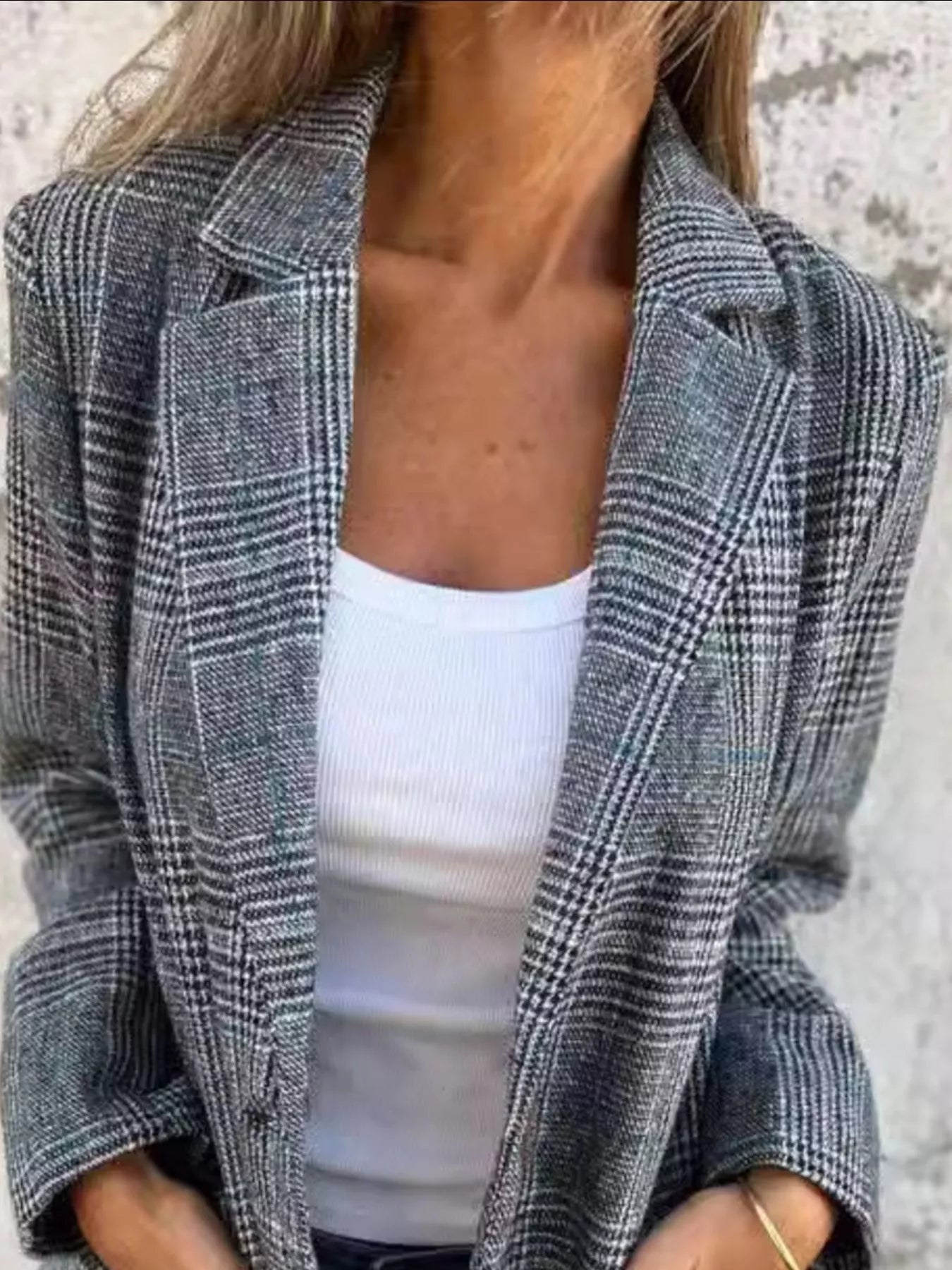 Plaid Single-Breasted Long Sleeve Blazer Secondary image