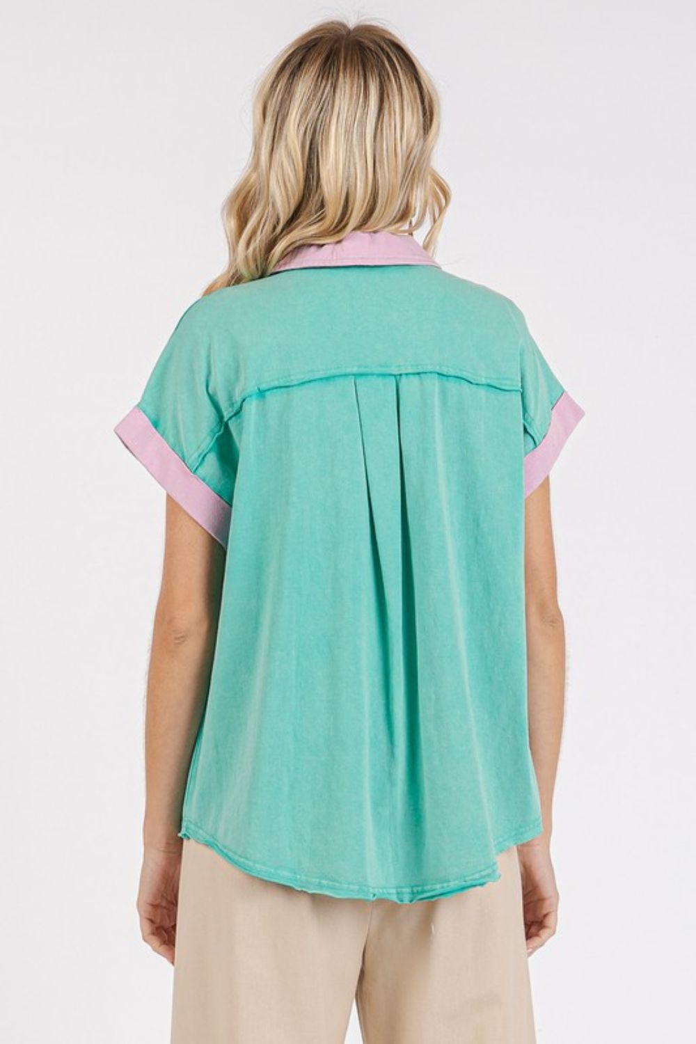 Color Block Henley Short Sleeve Polo Shirt Secondary image