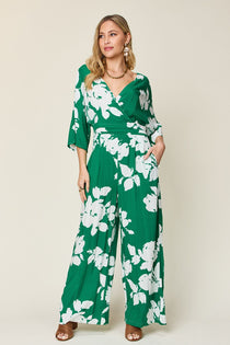 Printed Tie Back Wide Leg Jumpsuit