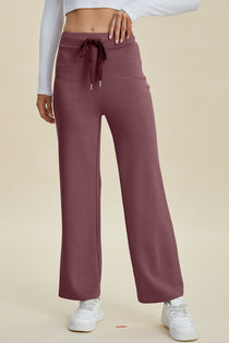 Full Size Air Scuba Drawstring Wide Leg Pants