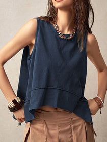 Exposed Seam Tank Top with Side Slit