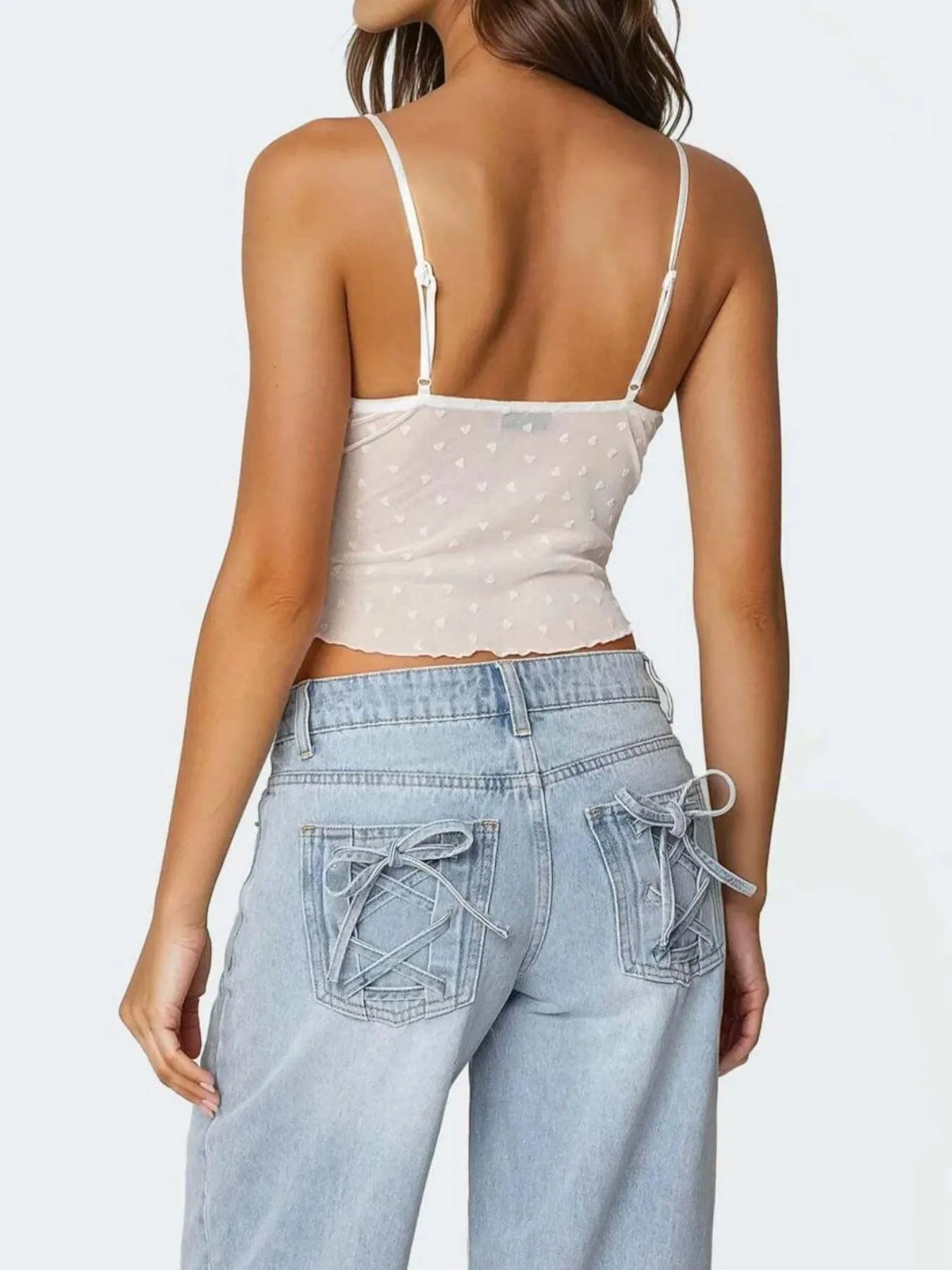 Ruffle Trim Swiss Dot Cami Top Secondary image