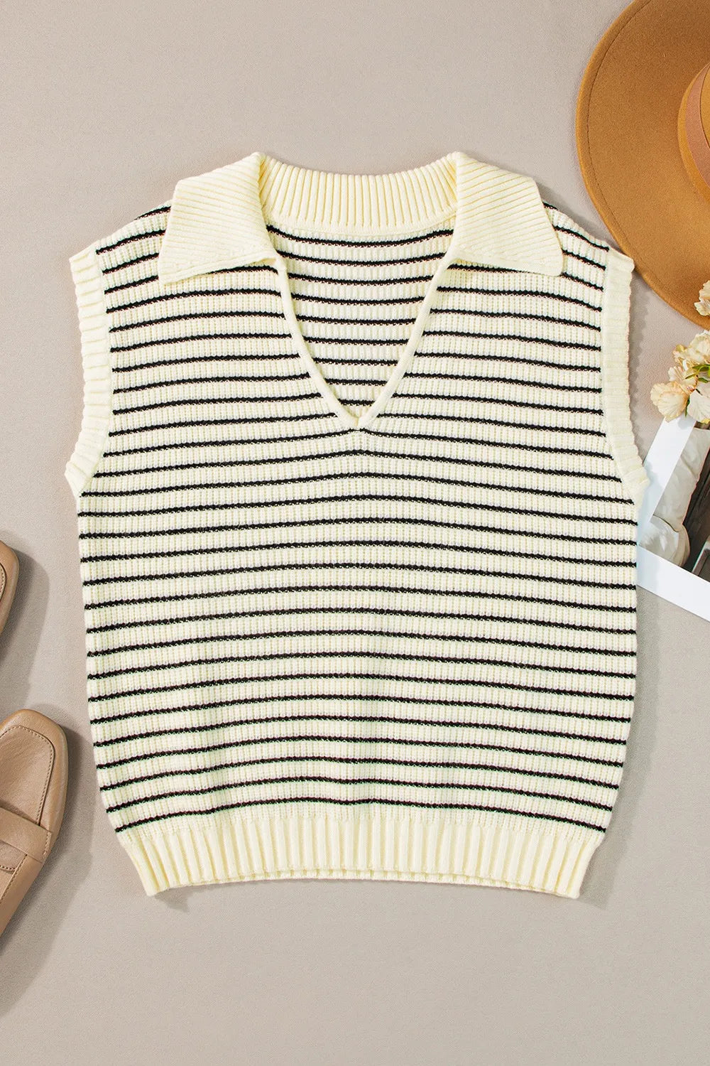 Striped Collared Neck Tank Secondary image