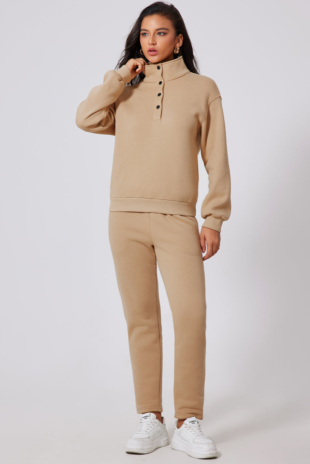 Half Snap Turtleneck Top and Pants Active Set Secondary image