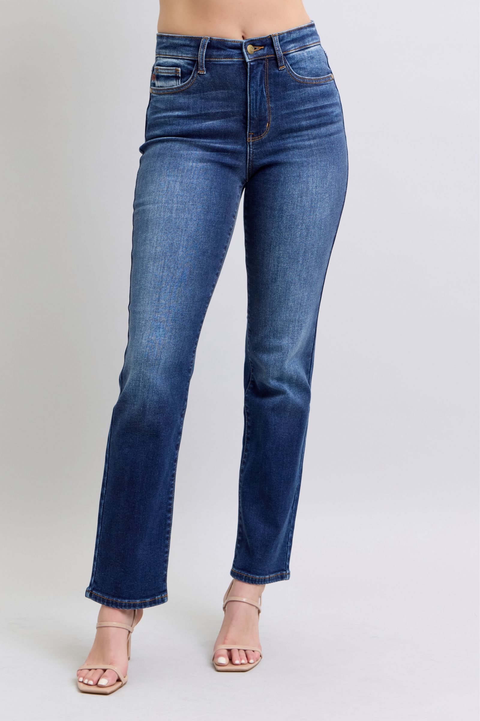 Washed Straight Leg Jeans with Pockets Main image