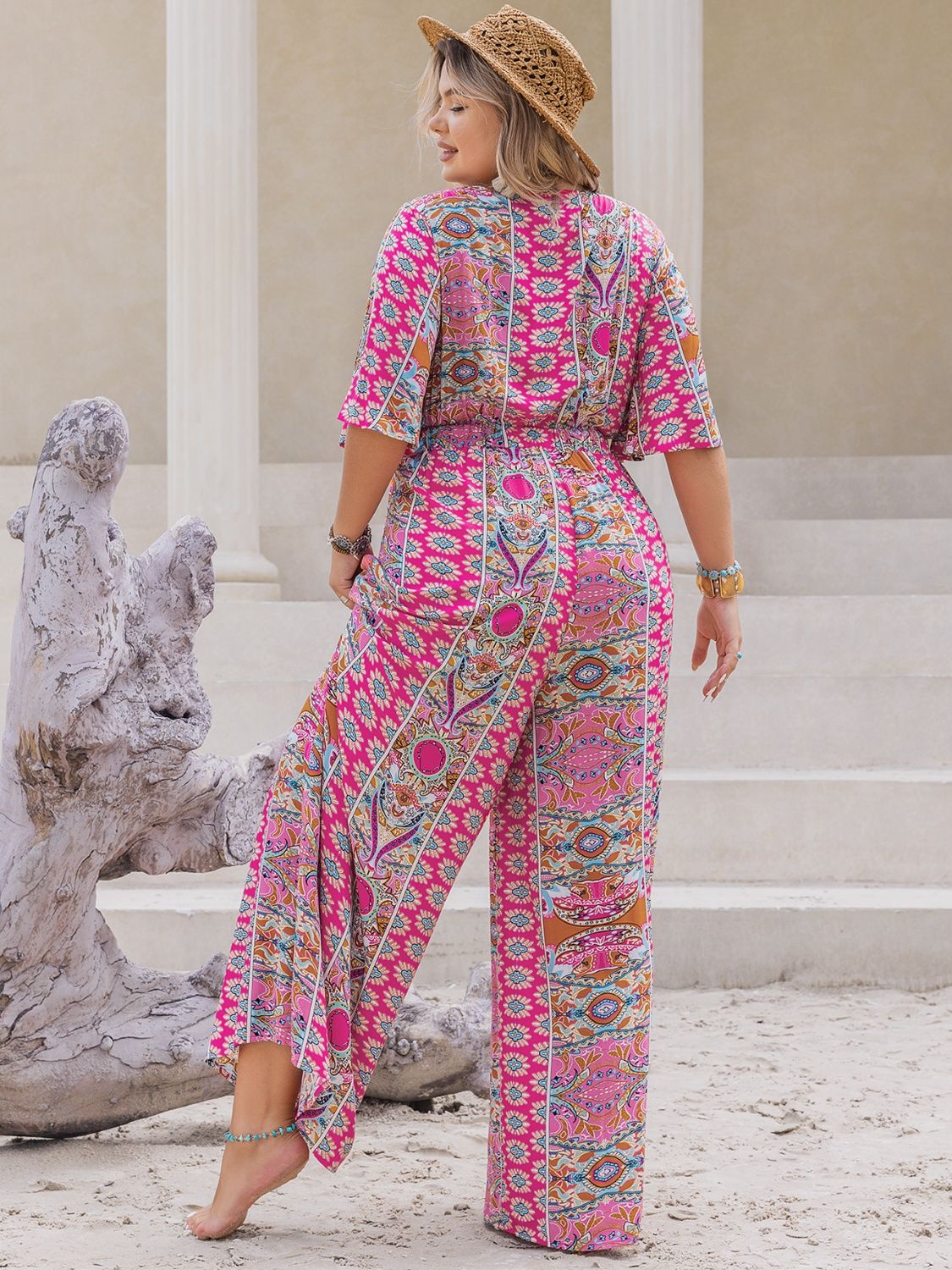 Printed Half Sleeve Wide Leg Jumpsuit Secondary image
