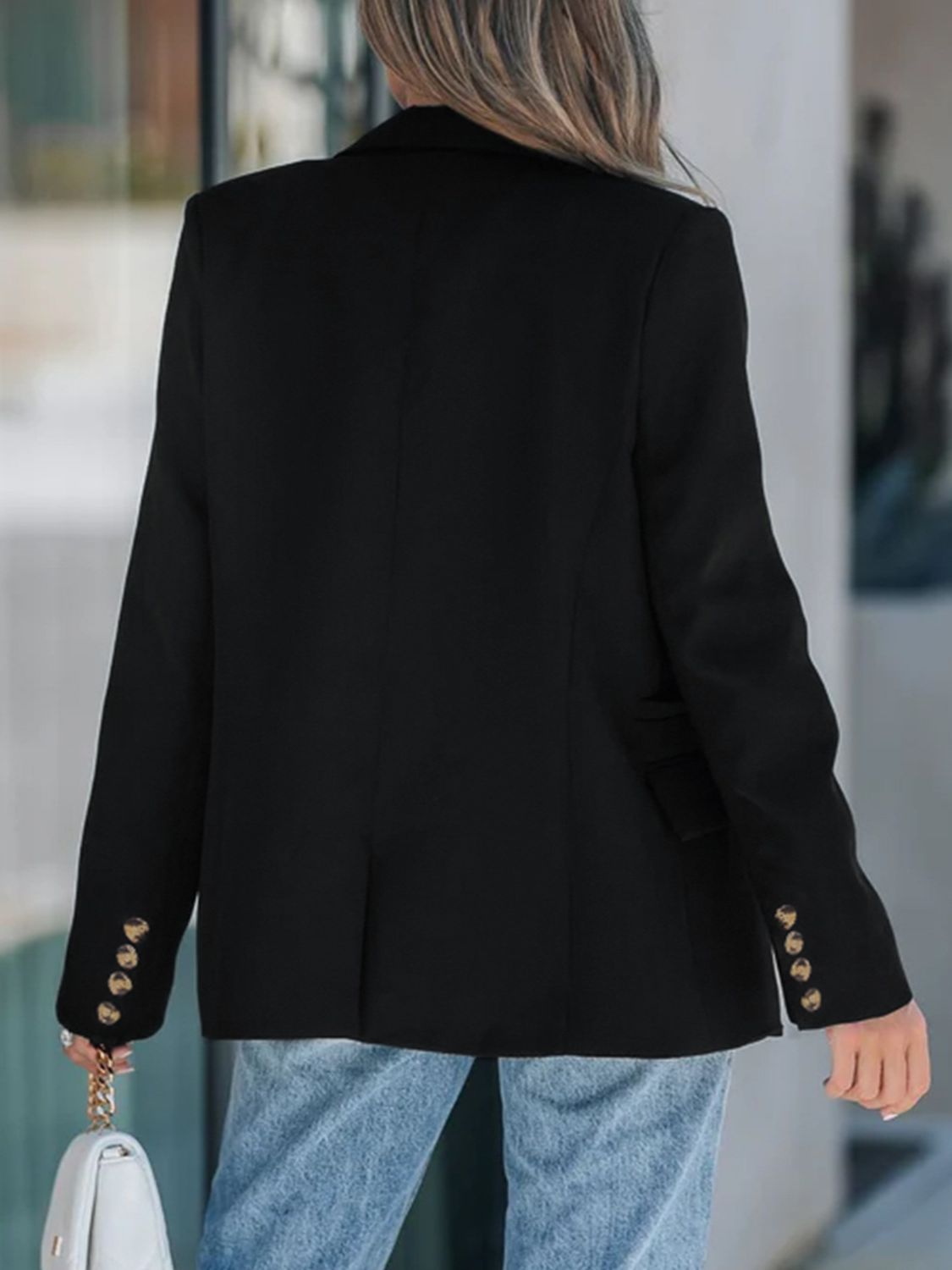 Lapel Collar Long Sleeve Blazer Secondary image
