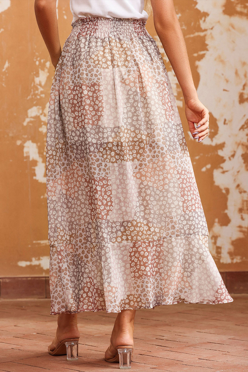 Floral Buttoned Front Slit Skirt Secondary image