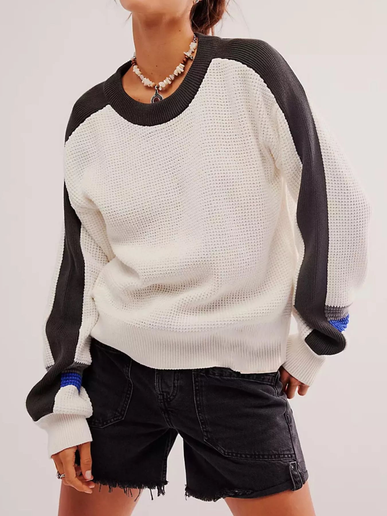 Color Block Waffle Knit Sweater Secondary image