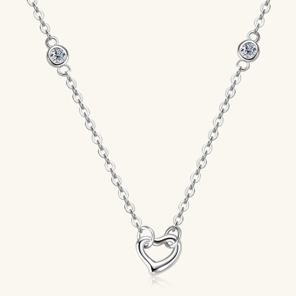 Moissanite 925 Sterling Silver Heart Necklace Secondary image