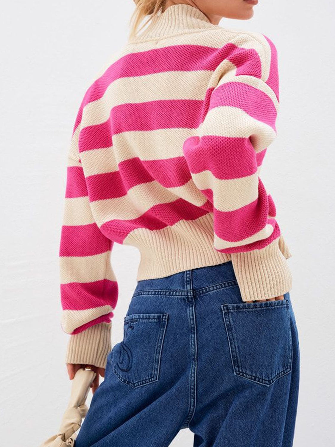 Striped Button Down Drop Shoulder Cardigan Secondary image