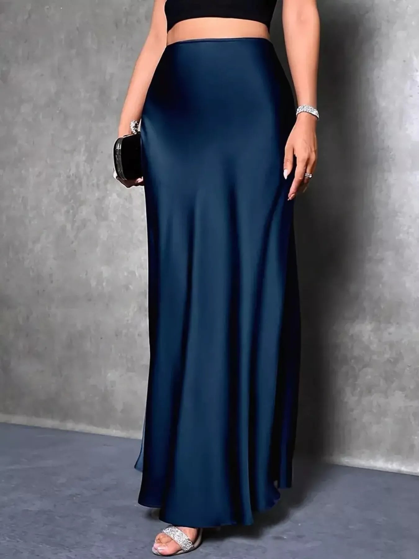 Satin High Waist Maxi Skirt Secondary image