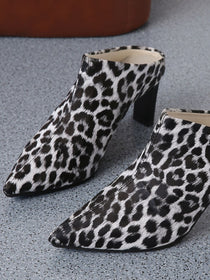 Vegan Leather Leopard Point Toe Pumps