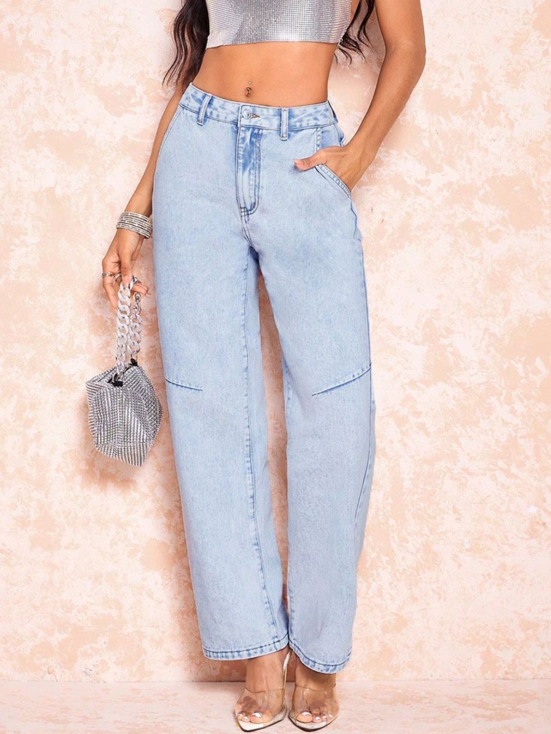 Straight Leg Jeans with Pockets Main image