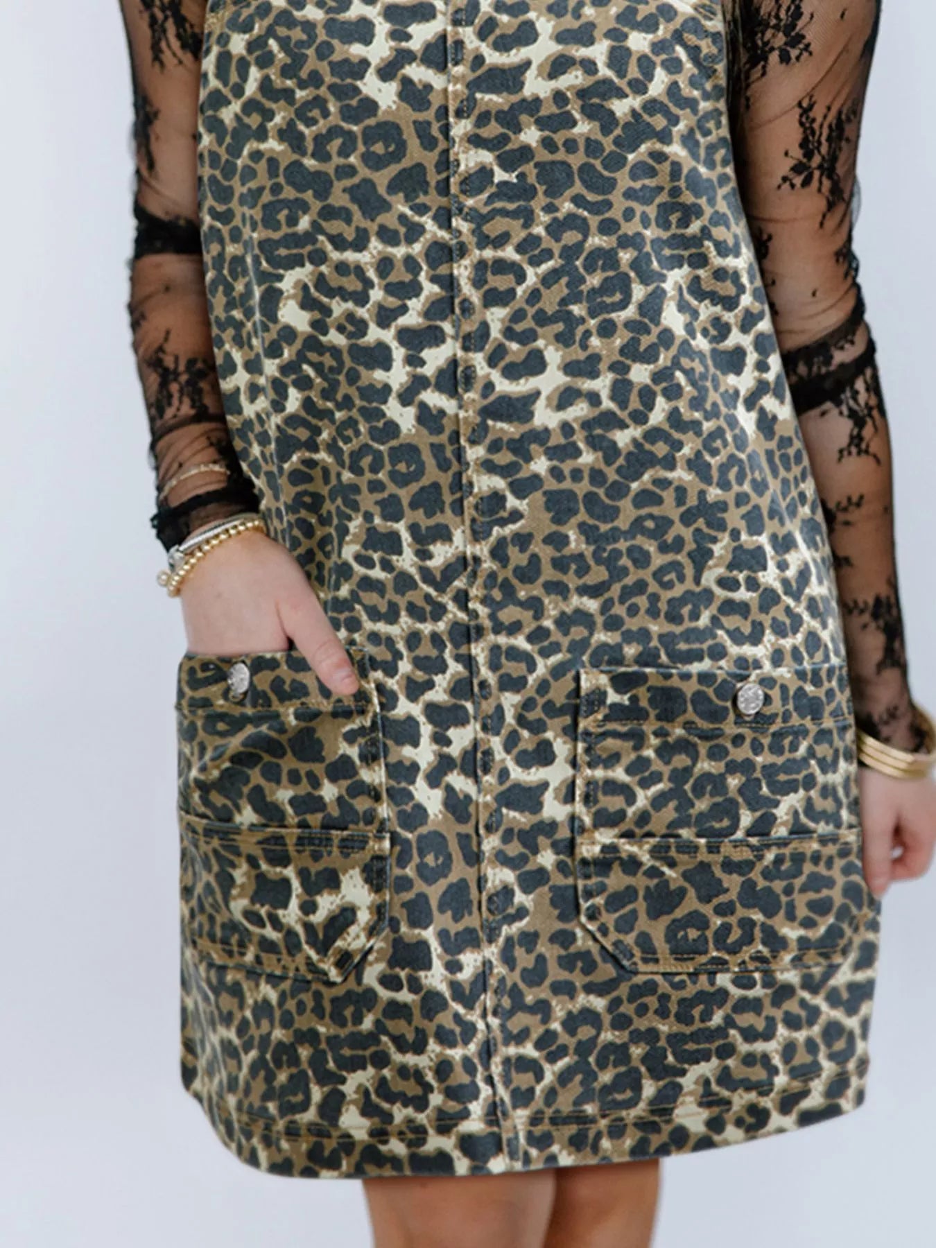 Leopard Print Denim Overall Dress Secondary image