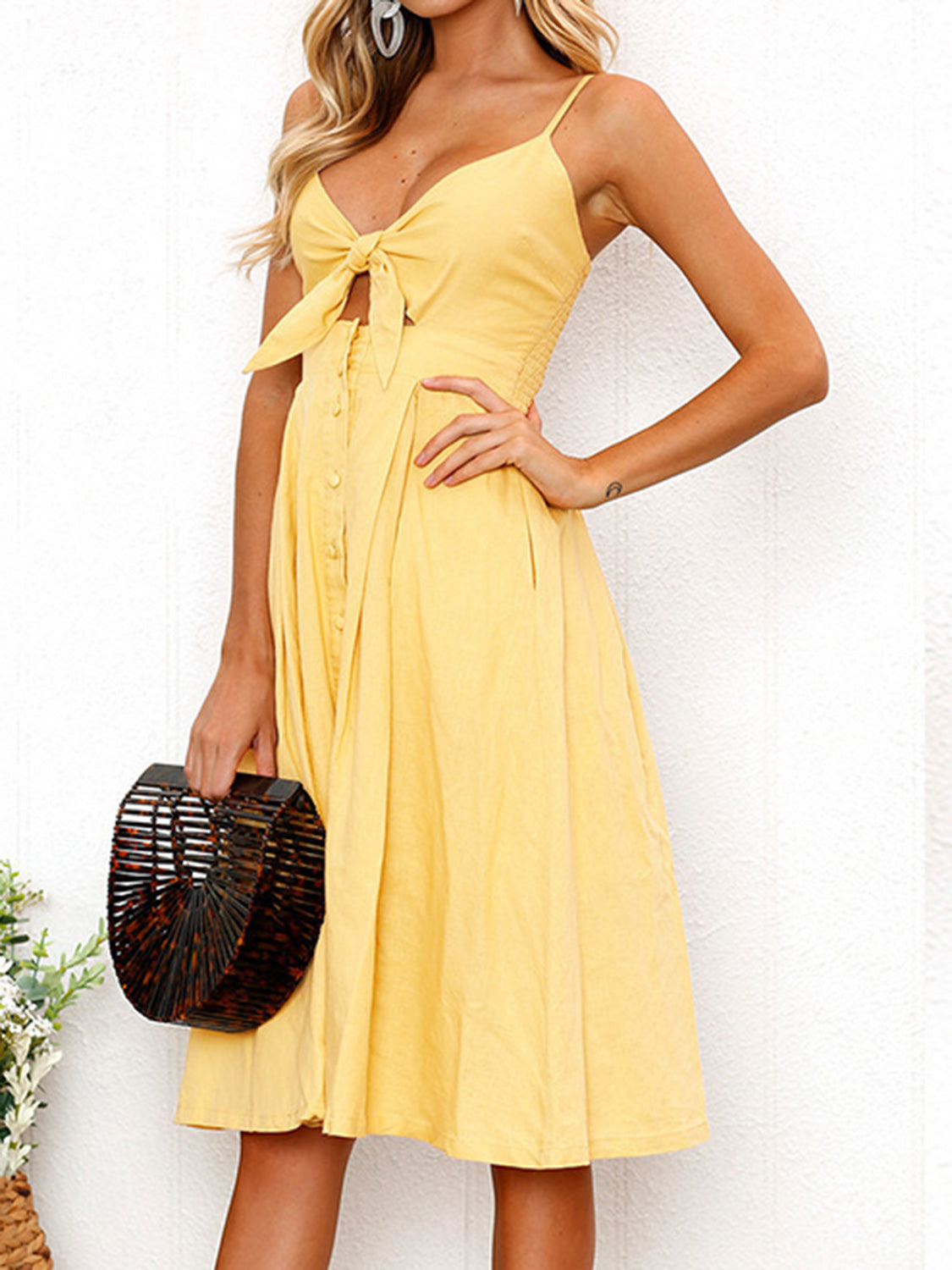 Cutout Smocked Sweetheart Neck Cami Dress Secondary image