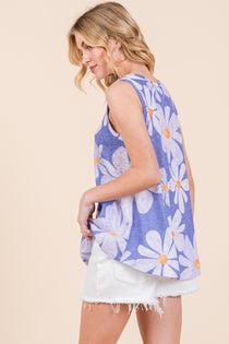 Floral Round Neck Tank