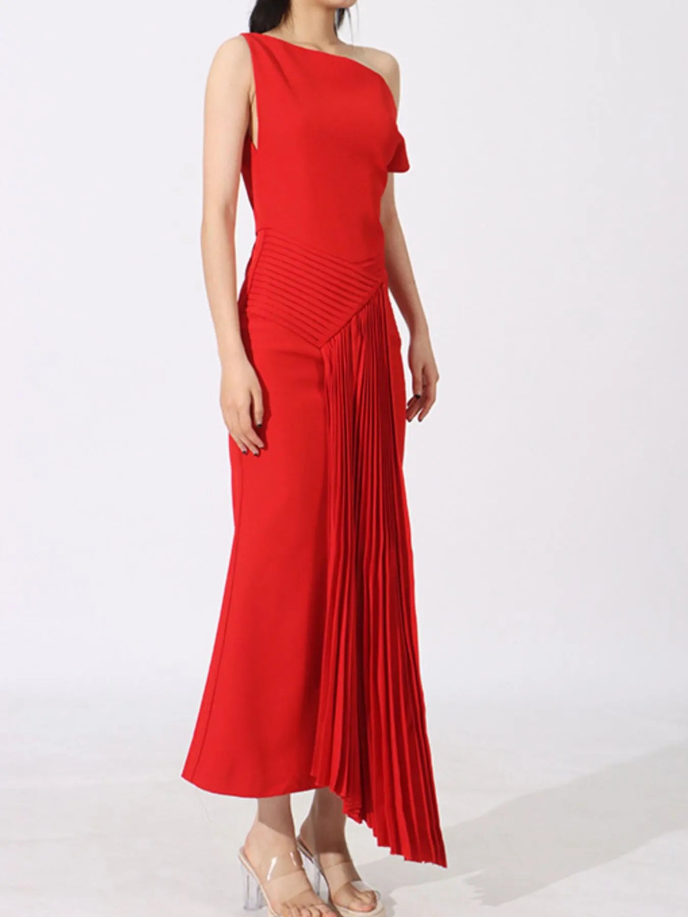 Single Shoulder Pleated Dress Secondary image