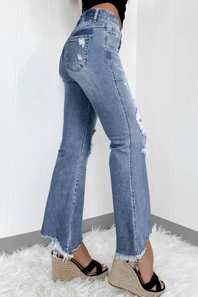 Distressed Raw Hem Bootcut Jeans Secondary image