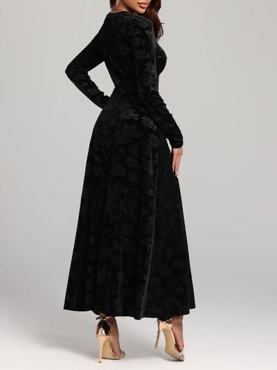 Rose Print V-Neck Long Sleeve Dress Secondary image
