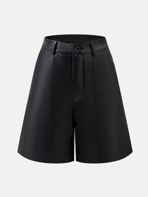 High-Rise Vegan Leather Shorts with Pockets