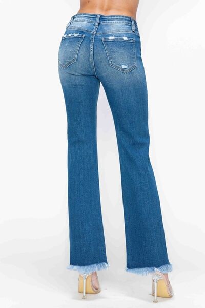 Full Size Raw Hem Distressed Mid Rise Straight Jeans Secondary image