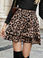 Leopard Print Skirt with Ruffle Hem & Elastic Waist