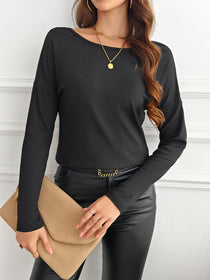Long Sleeve Tee with Butterfly Back Lace Detail