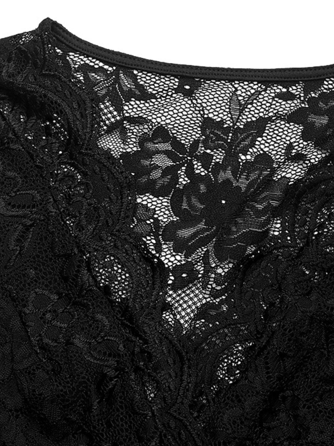 Lace V-Neck Cap Sleeve Bodysuit