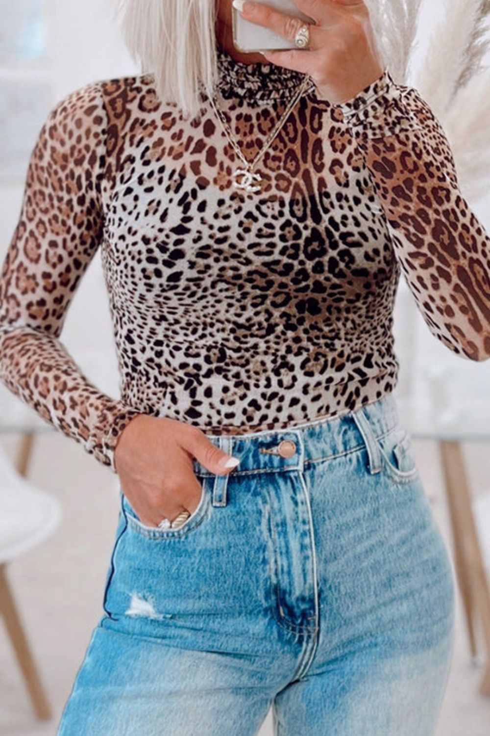 Turtleneck Leopard Long Sleeve Bodysuit Main image