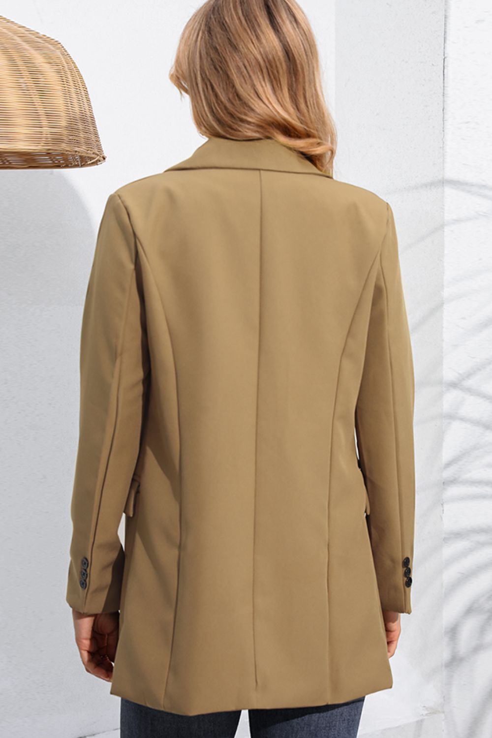 Lapel Neck Long Sleeve Blazer with Pockets Secondary image