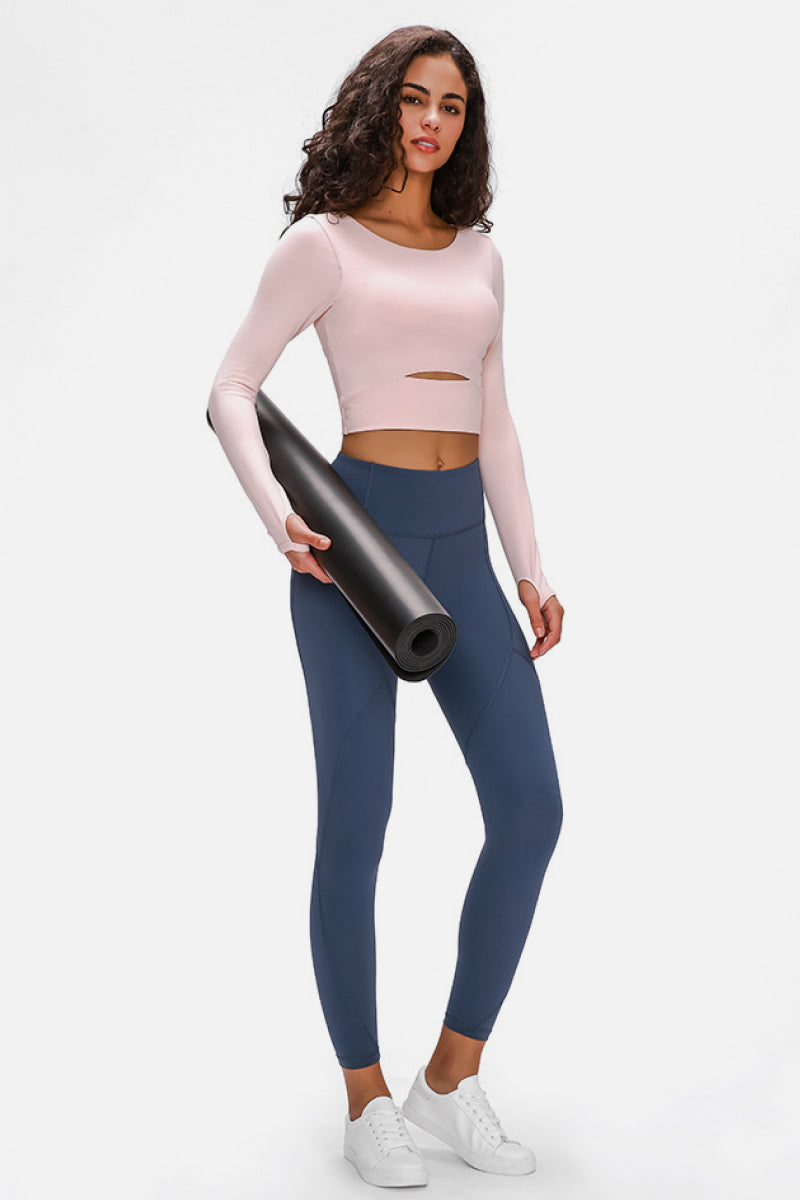 Long Sleeve Cropped Top With Sports Strap Secondary image