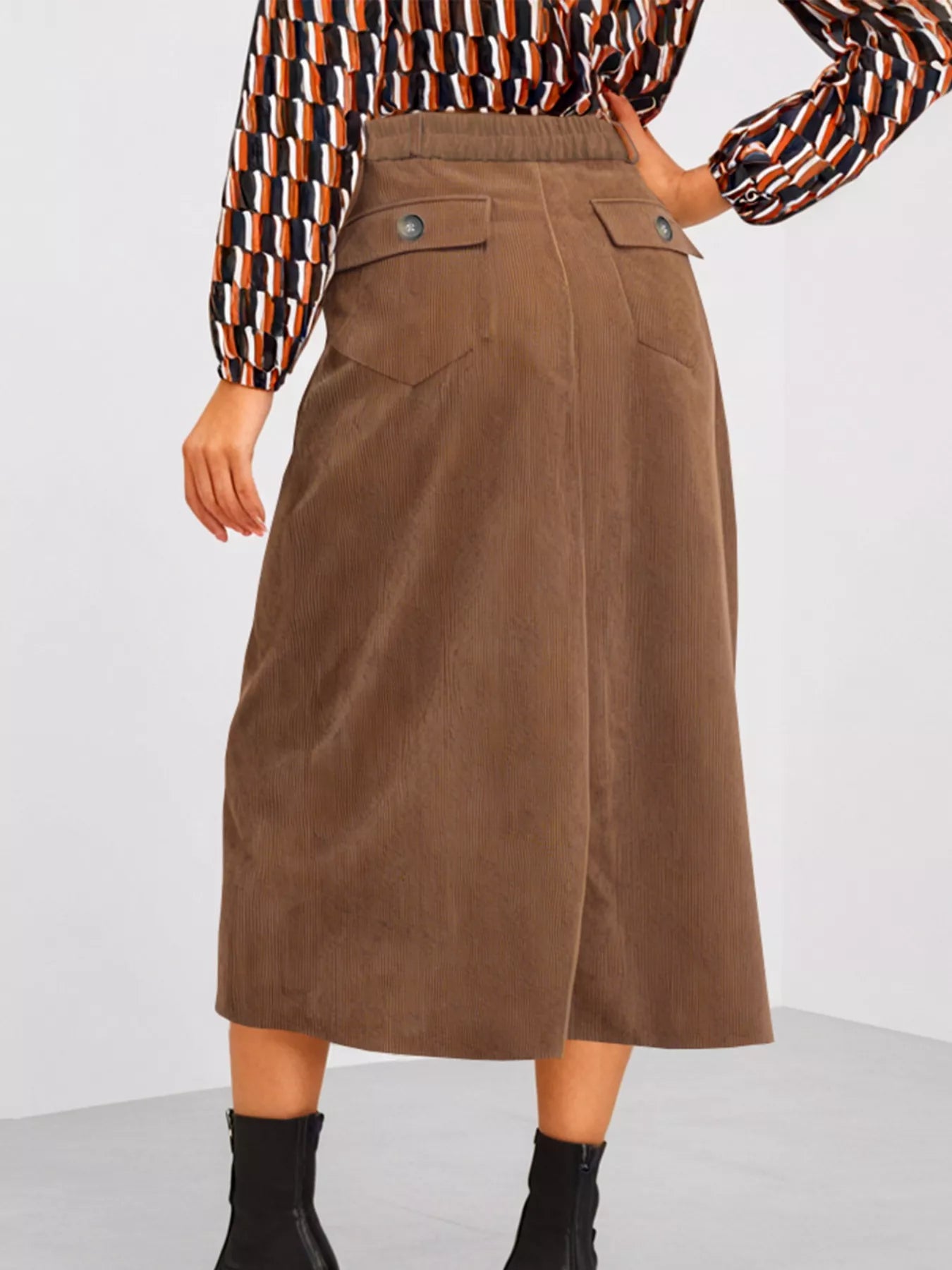 Front Slit Shift High Waist Midi Skirt Secondary image