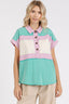 Color Block Henley Short Sleeve Polo Shirt