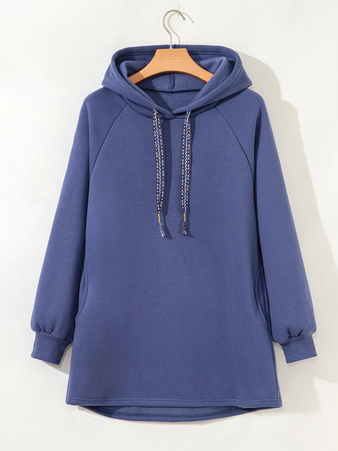 Fleece Lined Adjustable Drawstring Oversize Tunic Hoodie Secondary image