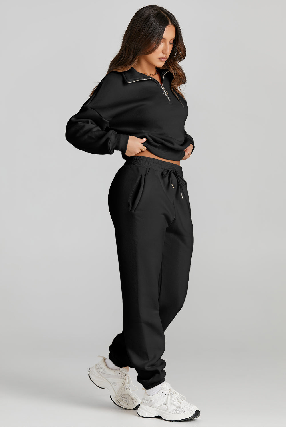 Quarter Zip Top and Drawstring Pants Active Set Main image